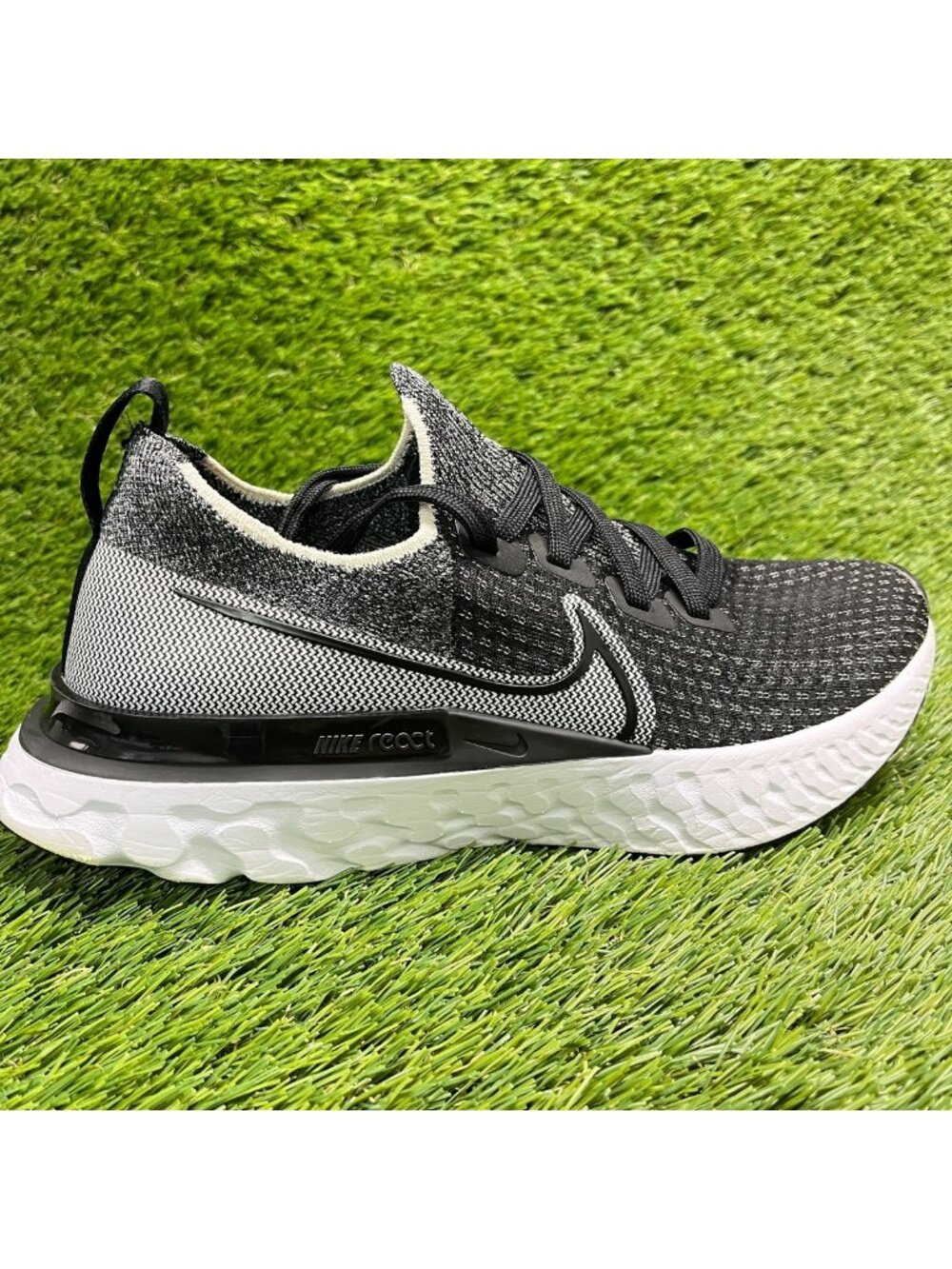 Nike React Infinity Run Flyknit Mens Size 6.5 Black White Running Shoes Sneakers